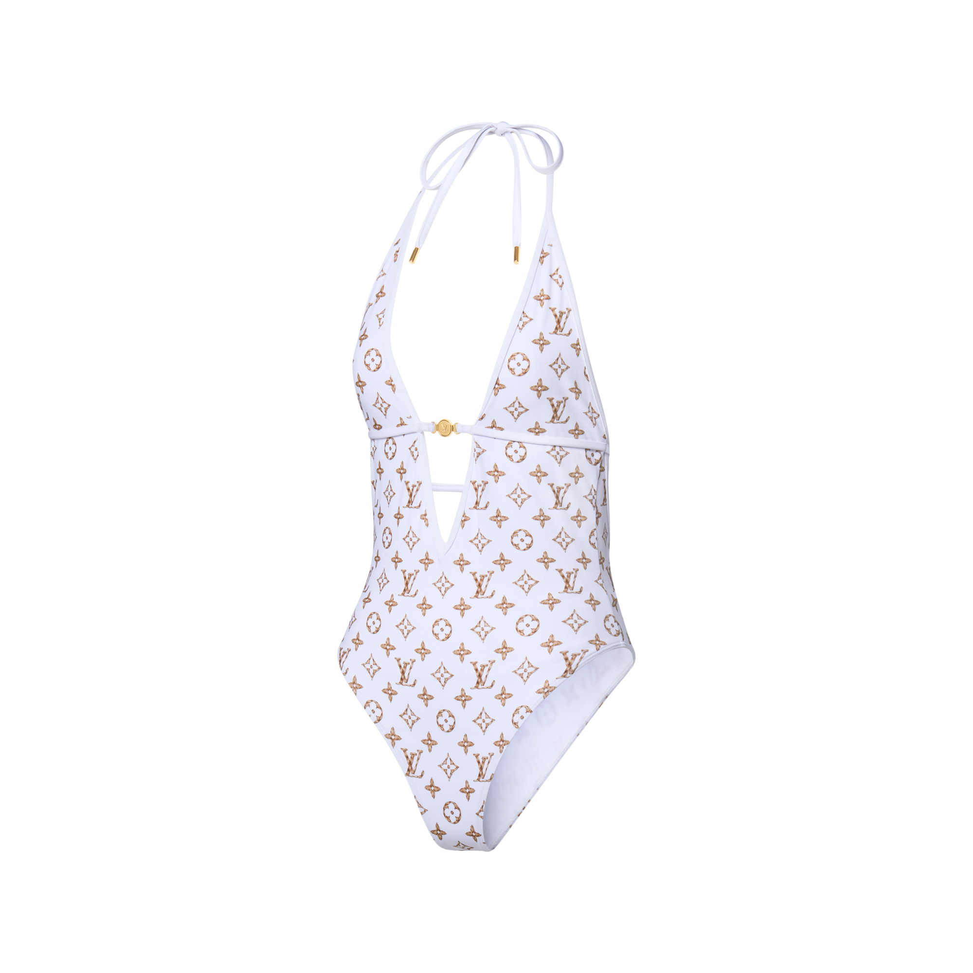 LOUIS VUITTON フリル付きカットワークワンピース水着 34 ラフィア モノグラム スイムスーツ ｜ルイ・ヴィトン 公式サイト - 1AKE9F